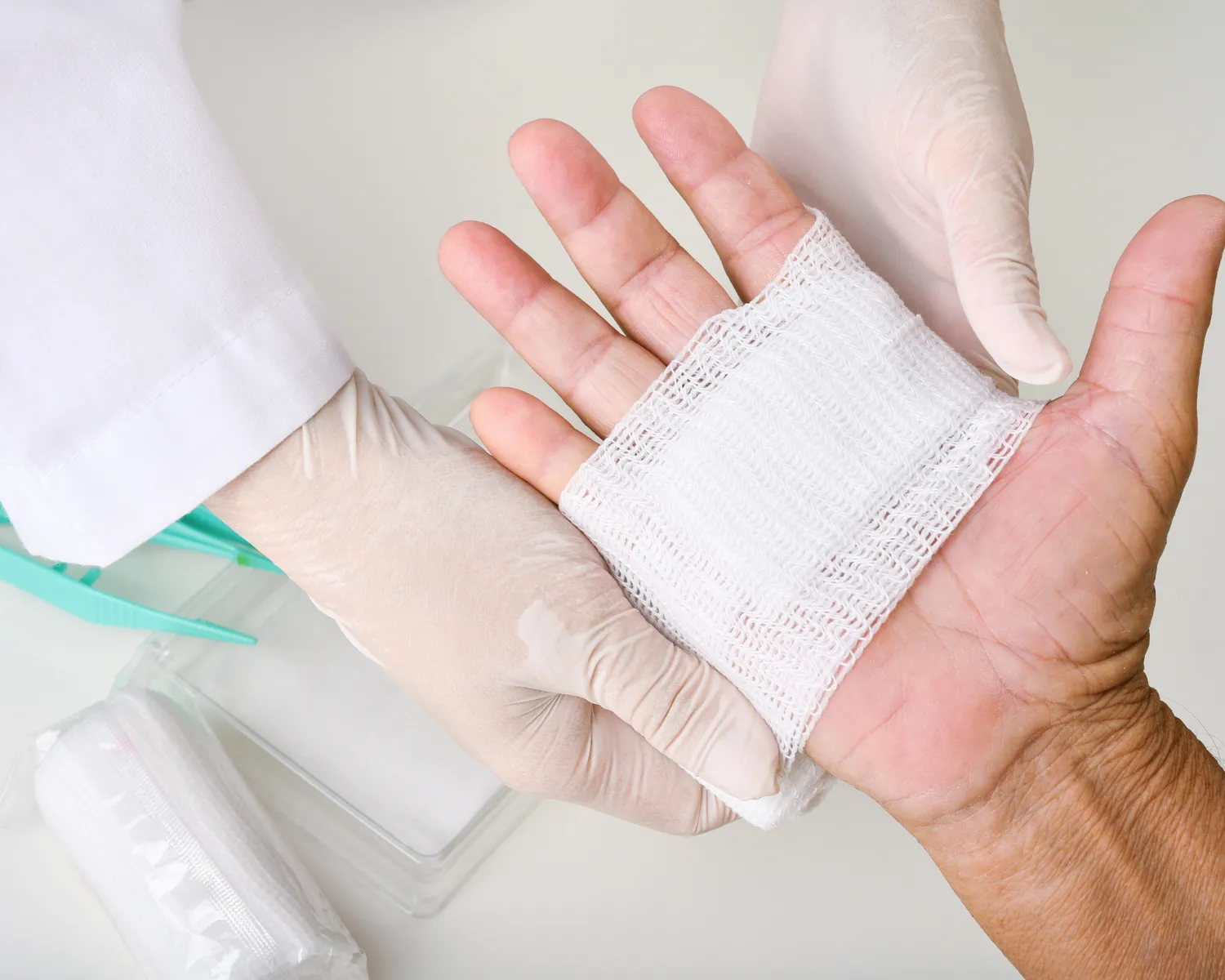 Wrapping hand with bandage